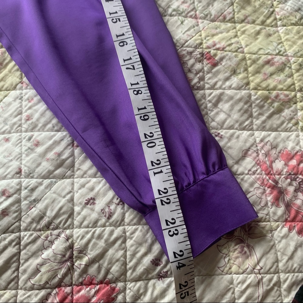 VINTAGE Purple Blouse Shirt Polyester Size M - Picture 5 of 12